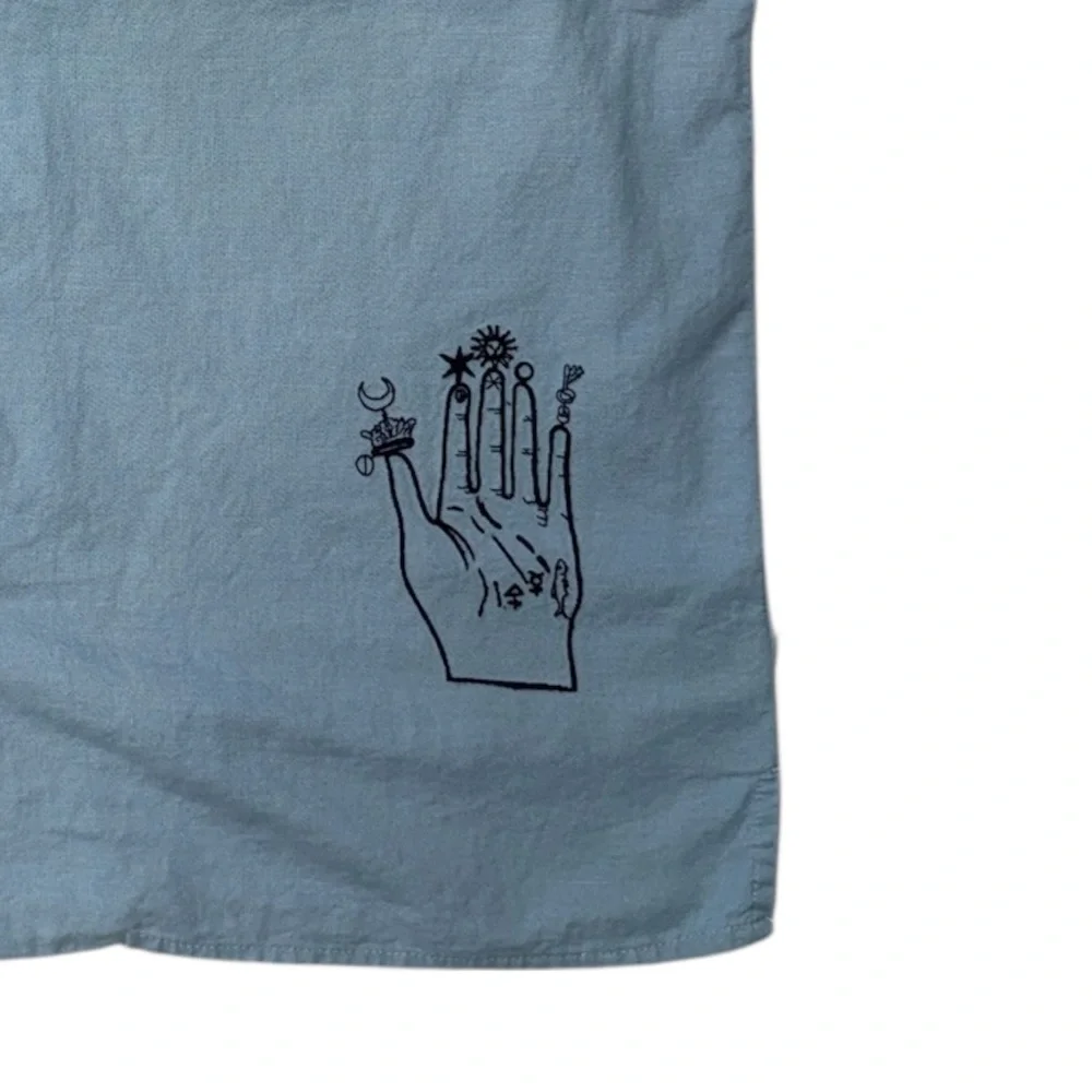 Casual Blue‎ Graphic Button-Down Shirt
